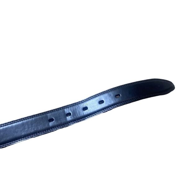 Mens leather belt black w silver buckle 40/100 - Picture 4 of 4